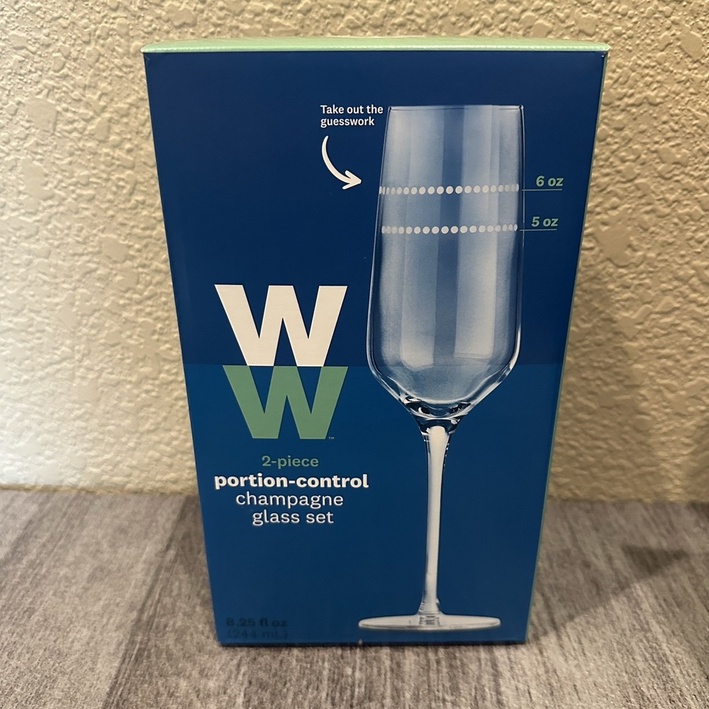 Weight Watchers Portion Control Champagne Glass 2-Piece Set / Box